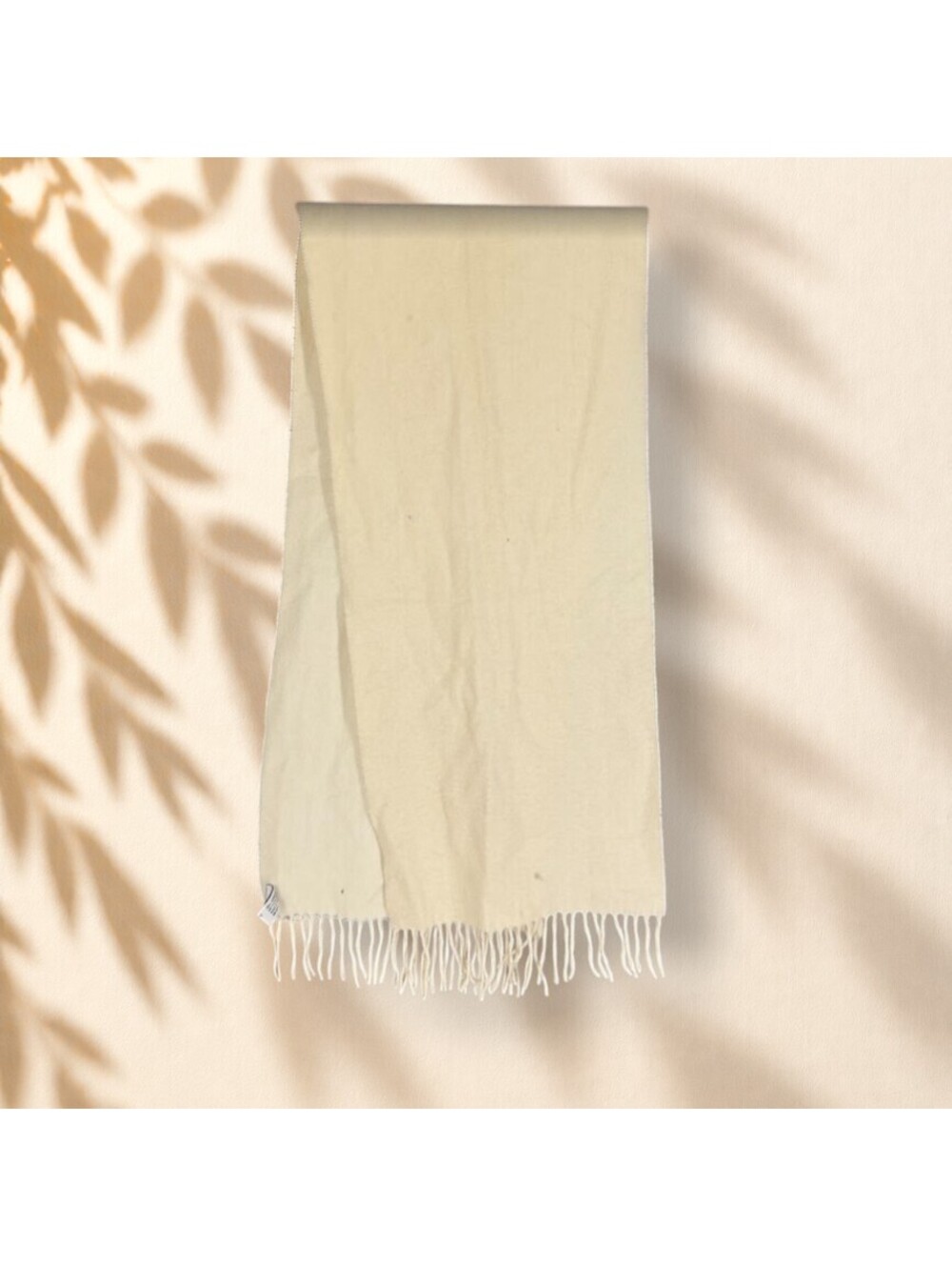 LORD & TAYLOR Scarf Women Beige Cashmere Fringe Rectangle Scarf Neck Warmer